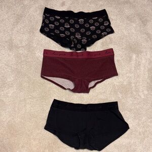 PINK Victoria's Secret Heather Gray and Burgundy Briefs